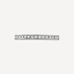 9ct White Gold 2mm 0.15ct Diamond Pave Set Wedding Ring