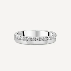 18ct White Gold 3.5mm 0.30ct Diamond Offset Wedding Ring