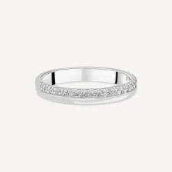 18ct White Gold 3mm 0.20ct Diamond Offset Wedding Ring
