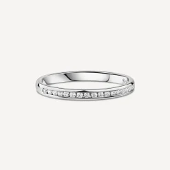 9ct White Gold 2mm 0.10ct Diamond Channel Set Wedding Ring