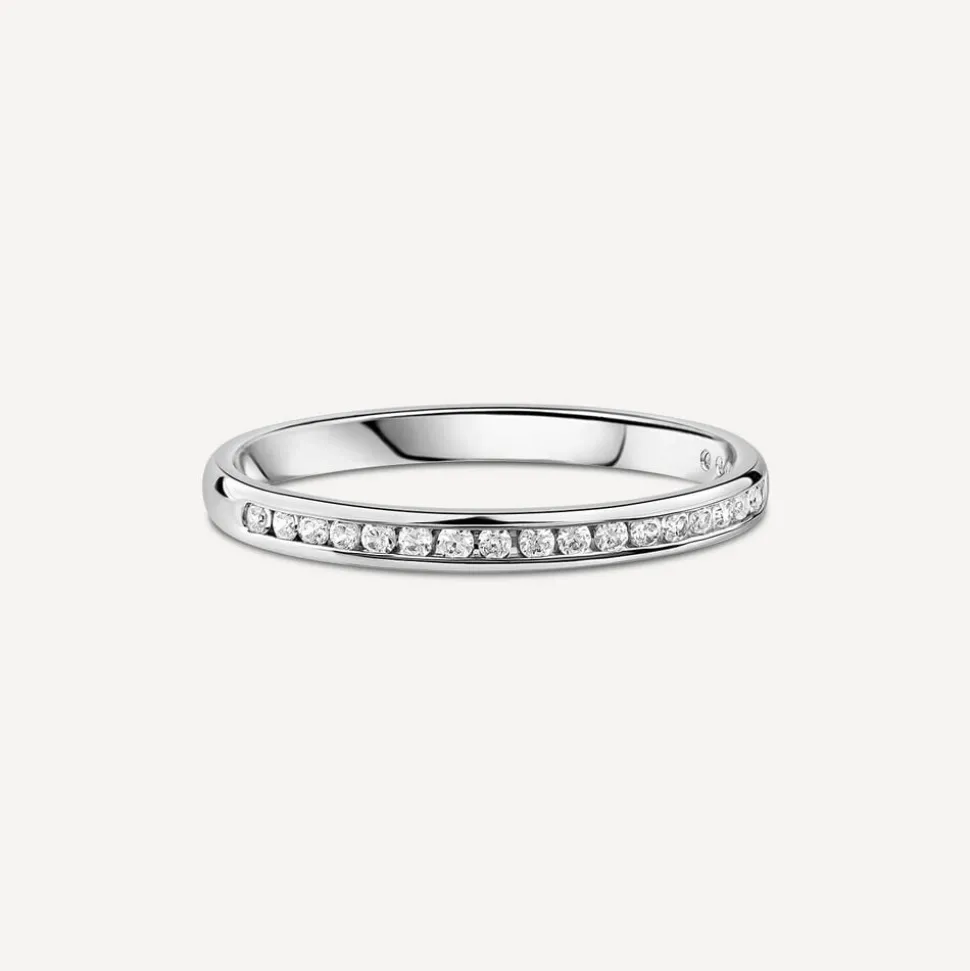 9ct White Gold 2mm 0.10ct Diamond Channel Set Wedding Ring