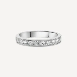 18ct White Gold 3mm 0.50ct Diamond Pave Set Wedding Ring