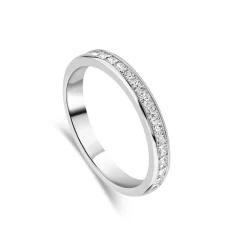 9ct White Gold 2.5mm 0.49ct Princess Cut Diamond Channel Set Wedding Ring