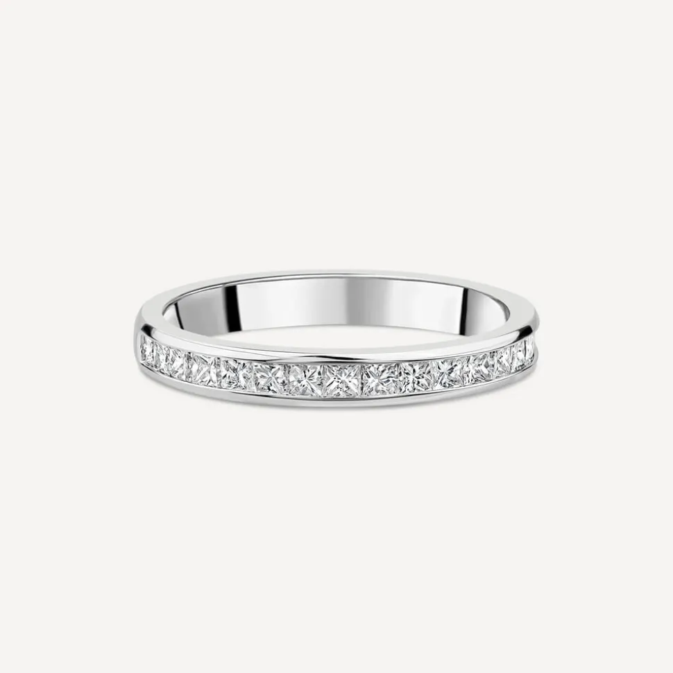 18ct White Gold 2.5mm Diamond Princess Cut Channel Set 0.45ct Wedding Ring