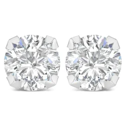 9ct White Gold 8mm Four Claw Cubic Zirconia Stud Earrings