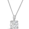 9ct White Gold 5mm Four Claw Cubic Zirconia Set Pendant (Chain Included)