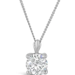9ct White Gold 5mm Four Claw Cubic Zirconia Set Pendant (Chain Included)