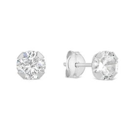 9ct White Gold 5mm Four Claw Cubic Zirconia Stud Earrings