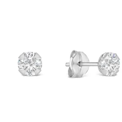 9ct White Gold 4mm Four Claw Cubic Zirconia Stud Earrings