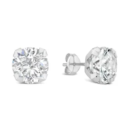 9ct White Gold 8mm Four Claw Cubic Zirconia Stud Earrings