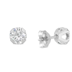 9ct White Gold 5mm Four Claw Cubic Zirconia Stud Earrings