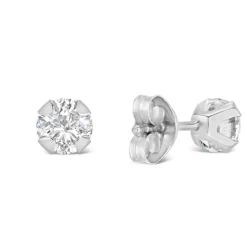 9ct White Gold 4mm Four Claw Cubic Zirconia Stud Earrings