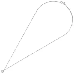 9ct White Gold 4mm Four Claw Cubic Zirconia Set Pendant (Chain Included)
