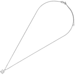9ct White Gold 7mm Four Claw Cubic Zirconia Set Pendant (Chain Included)