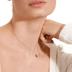 9ct White Gold 7mm Four Claw Cubic Zirconia Set Pendant (Chain Included)
