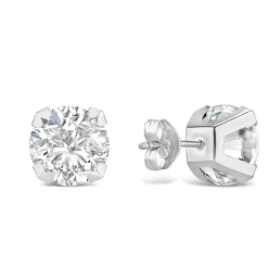 9ct White Gold 8mm Four Claw Cubic Zirconia Stud Earrings