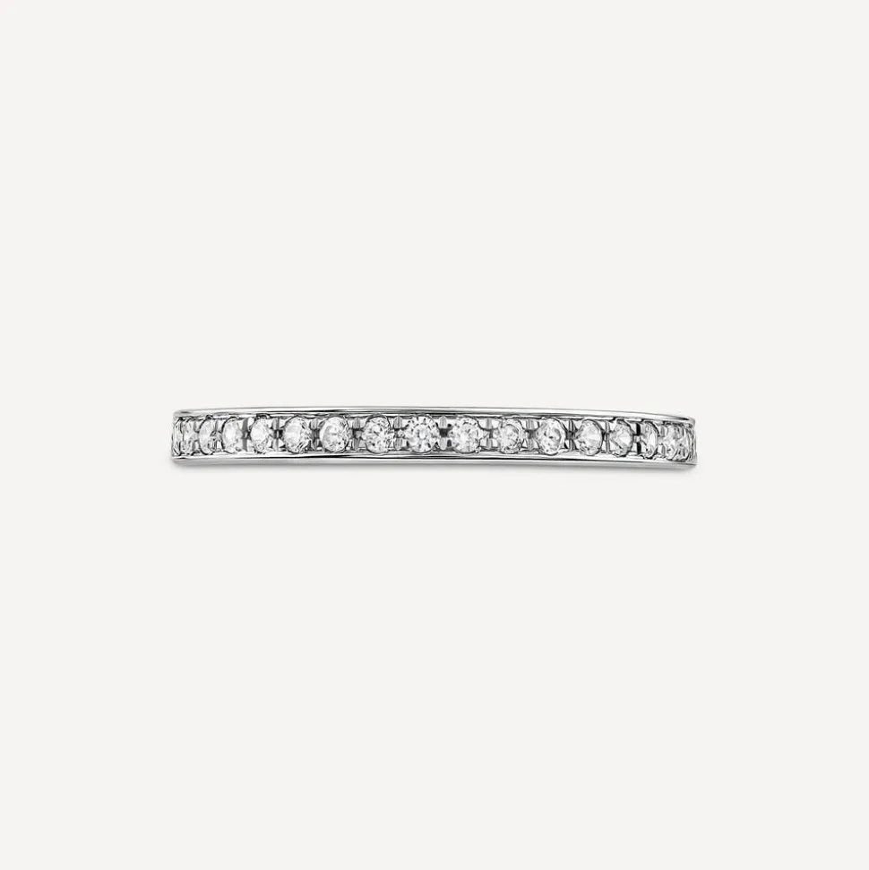 18ct White Gold 2mm Pave 0.15ct Diamond Wedding Ring