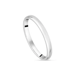 18ct White Gold 2mm Plain D-Shape Wedding Ring