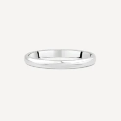 18ct White Gold 2mm Plain D-Shape Wedding Ring