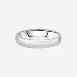 9ct White Gold 4mm Plain D-Shape Wedding Ring