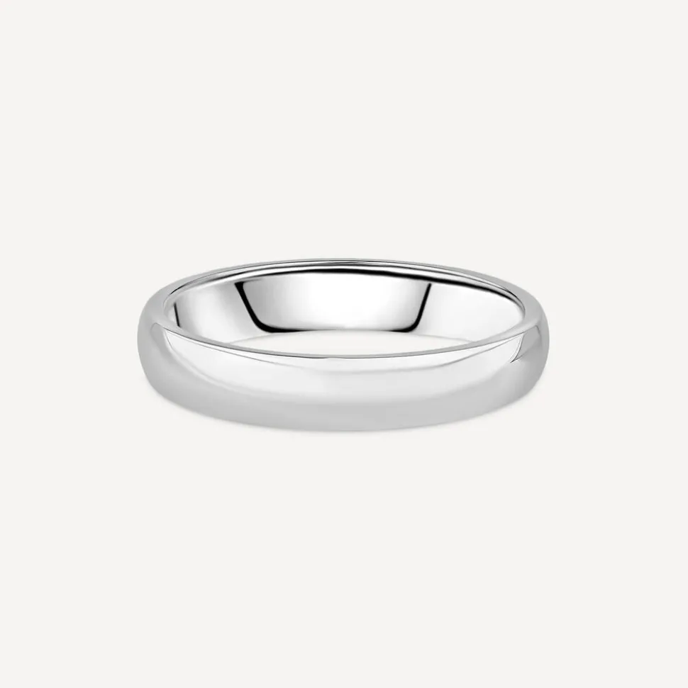 9ct White Gold 4mm Plain D-Shape Wedding Ring