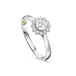 18ct White Gold Northern Star 0.55ct Diamond Classic Halo Ring