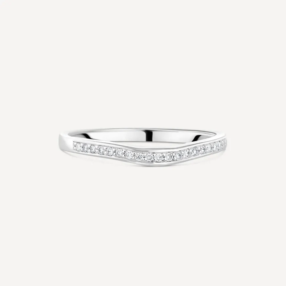 18ct White Gold Northern Star 0.08ct Claw Set Wedding Ring