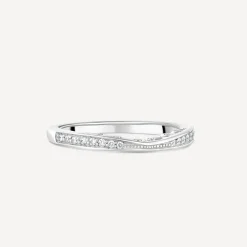 18ct White Gold Northern Star 0.18ct Shaped Wedding Ring