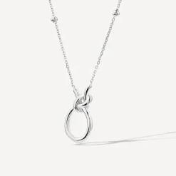 9ct White Gold Open Knot Bead Chain Necklet