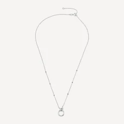 9ct White Gold Open Knot Bead Chain Necklet
