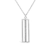 9ct White Gold Open Rectangle Bar Cubic Zirconia Centre Pendant