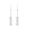 9ct White Gold Open Rectangle Cubic Zirconia Centre Bar Drop Earrings