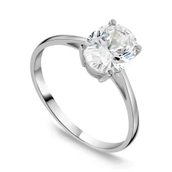 9ct White Gold Oval Cubic Zirconia Promise Ring