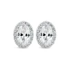 9ct White Gold Oval Halo Cubic Zirconia Stud Earrings