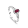 9ct White Gold Oval Ruby Centre 0.15ct Diamond Halo & Shoulders Ring
