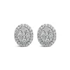 9ct White Gold Oval Shaped Diamond Cluster Stud Earrings