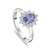 9ct White Gold Oval Tanzanite Centre Diamond Cluster Ring