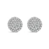 9ct White Gold Pave Diamond Round Stud Earrings