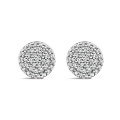 9ct White Gold Pave Diamond Round Stud Earrings