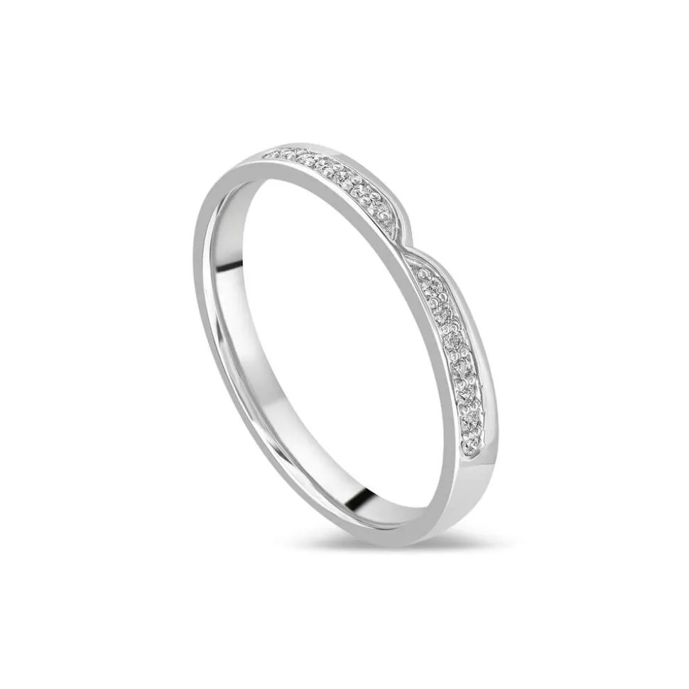 9ct White Gold Pave Shaped 0.08 Diamond Wedding Ring