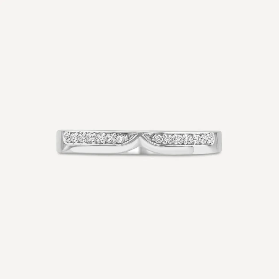 9ct White Gold Pave Shaped 0.08 Diamond Wedding Ring