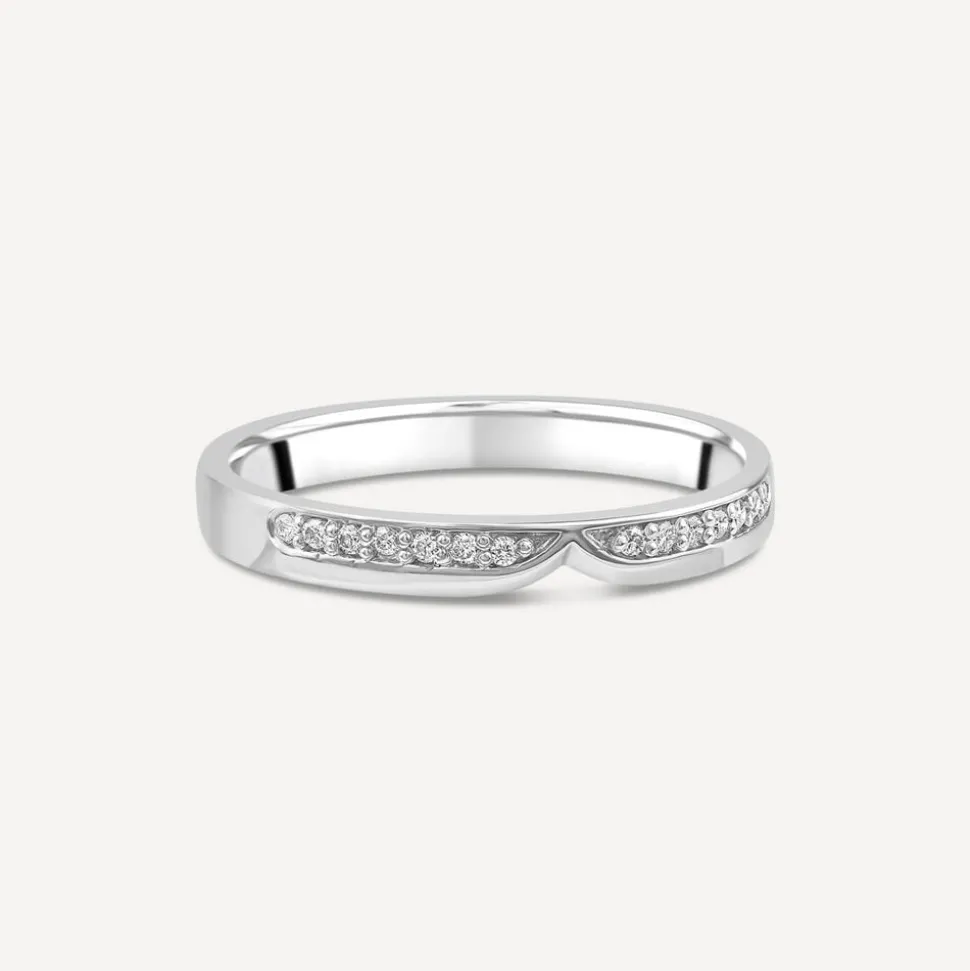 9ct White Gold Pave Shaped 0.08 Diamond Wedding Ring