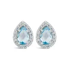 9ct White Gold Pear Blue Topaz & Cubic Zirconia Stud Earrings