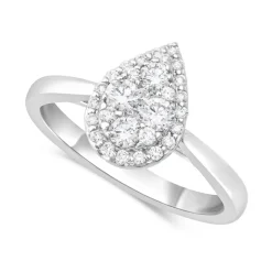 18ct White Gold Pear Cluster Diamond Engagement Ring 0.50ct