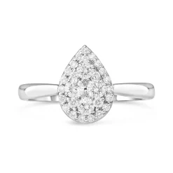 18ct White Gold Pear Cluster Diamond Engagement Ring 0.50ct