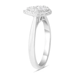 18ct White Gold Pear Cluster Diamond Engagement Ring 0.50ct