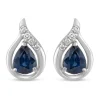 9ct White Gold Pear Created Sapphire and Diamond Teardrop Stud Earrings