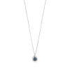 9ct White Gold Pear Created Sapphire in Tear with Diamond Set Edge Pendant
