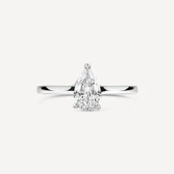 9ct White Gold Pear Cubic Zirconia Promise Ring