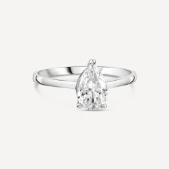 9ct White Gold Pear Cubic Zirconia Promise Ring